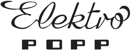 Das E-Popp-Logo mit einem elektrisierenden Strom-Design.